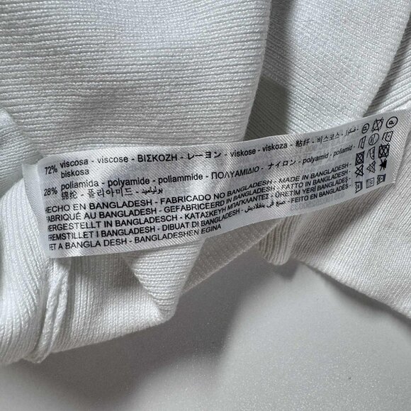 ZARA Ribbed Knit White Cropped Tee | Short Sleeve Minimalist Basic Top Size M - Picture 4 of 6